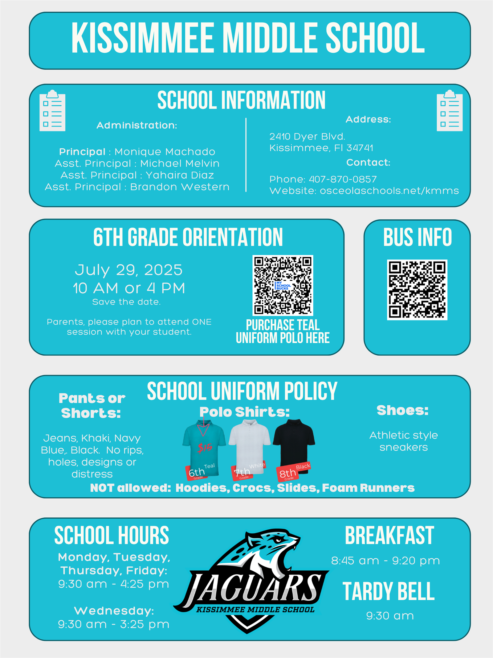  6th Grade Orientation info